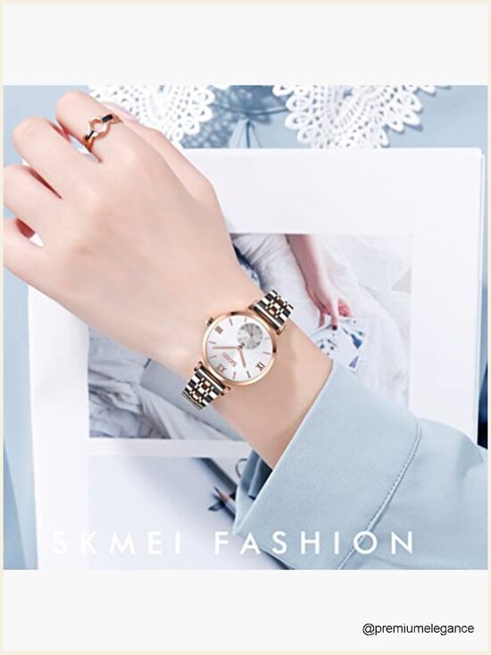 Women Stainless Steel Analog Quartz Wrist Watch 32mm Gold Silver Dress main image 5